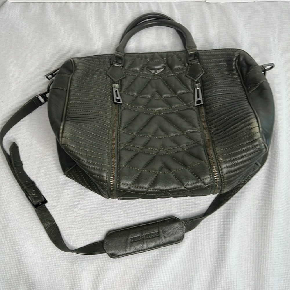 Zadig & Voltaire Sunny Mat Quilted Leather Handbag, Green - Picture 6 of 14